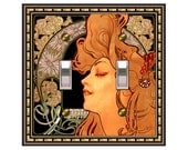 Mrs. Butler Switchplates - Art Nouveau Mucha Job Girl DOUBLE  0784x-t2
