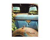 Old Ford Truck Print, Americana Art, Old Truck Photo, turquoise blue photograph, Garage Art, man cave decor