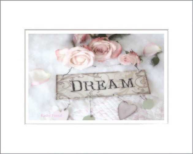 Cottage Roses Photography, Shabby Chic Pink Roses Decor, Spring Roses Dreamy Wall Art, Pink White Cottage Floral Art Print 8" x 12"