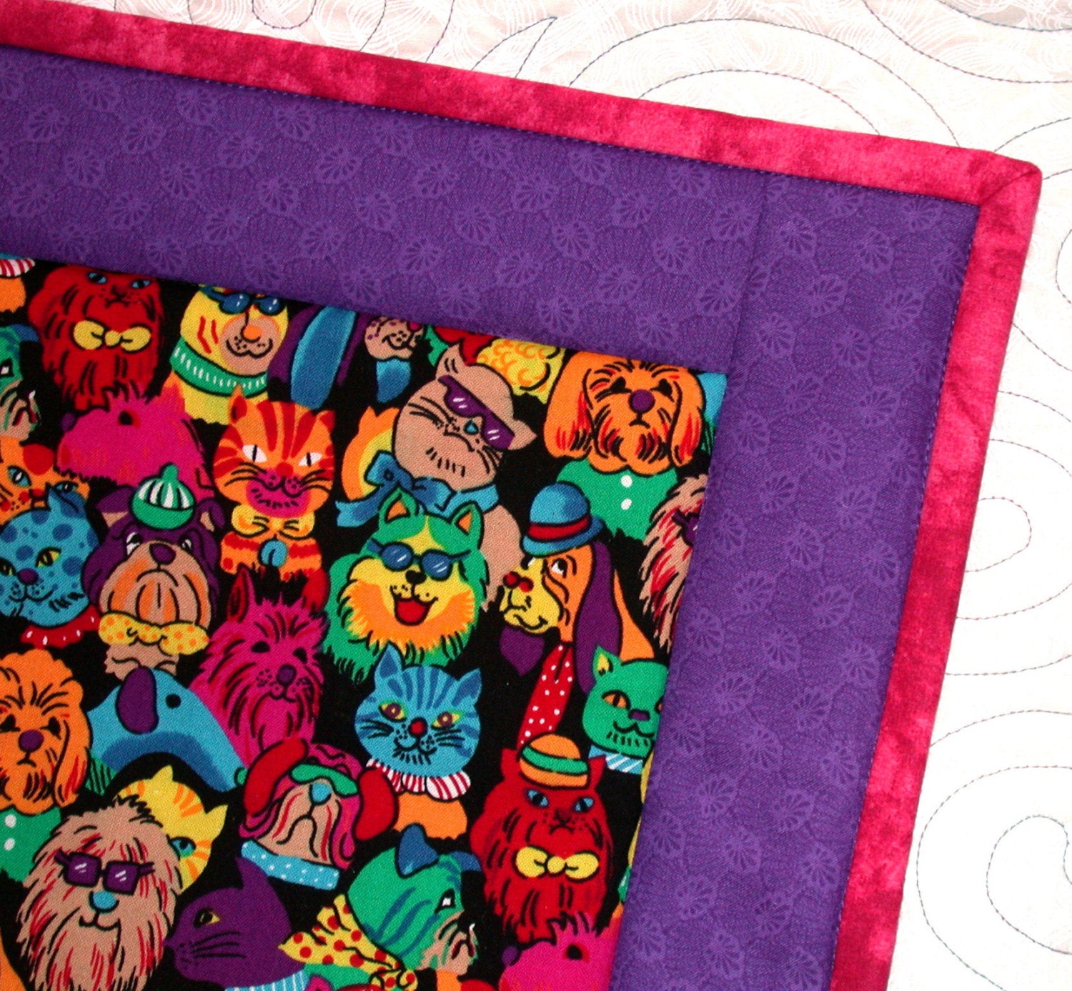 Cat or Dog Blanket Pet Mat Bright Colorful Print Medium