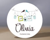 Personalized Pocket Mirror - Love Birds and Canning Jars Flower Girl 3.5 inch Pocket Mirror with Gift Bag - Weddings