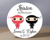 Personalized Pocket Mirror - Ninja Couple Bridesmaid 3.5 inch Pocket Mirror with Gift Bag - Weddings - Bridesmaid Gift