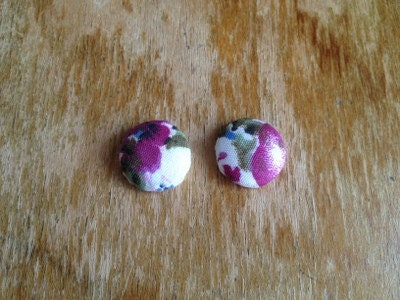 Purple and grey floral button earrings.  Spring has sprung