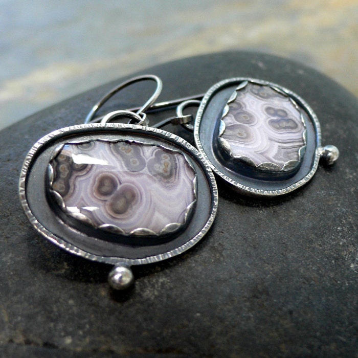 Sterling Silver Earrings with Agua Nueva Cabochons