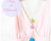Large Blue Faceted Jade Pendant Necklace - Gemstone - 22K Gold Plated