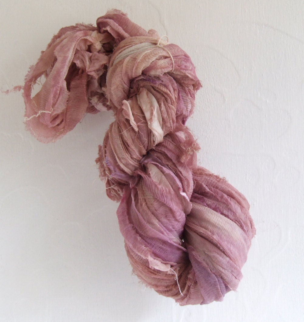 Tattered Silk Chiffon Ribbon - handyed - 10 yds