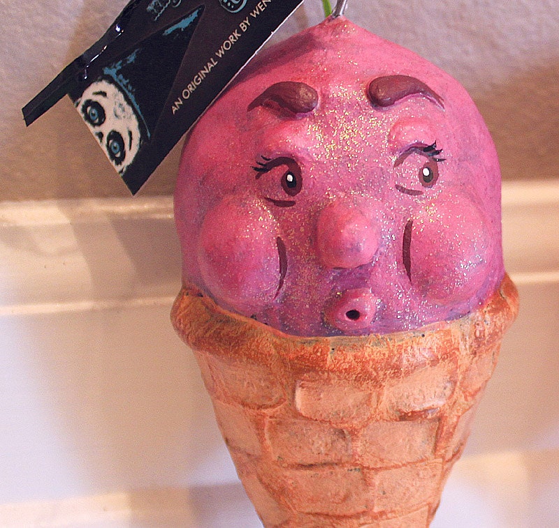 Ice Cream Cone Cutie II Ornament - Original Sculpted Ornament