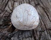 Made-to-Order Custom Fossilized Sand Dollar Silver Modern Cocktail Ring
