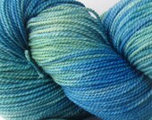 Jackrabbit 4oz hand dyed sock yarn fingering weight, 2ply superwash merino, 114g: Sea Glass 1
