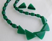 Green and  Black Lucite demi set Art Deco style Bookpiece