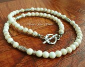 White Magnesite Stone Necklace for Men, Handmade Men's Jewelry, Tribal, Ivory Color