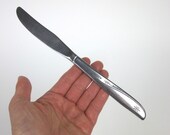 Oneida Twin Star Stainless Dinner Knife 60s / Solid Handle Knife / Retro Starburst Pattern