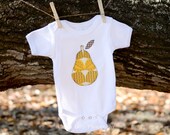Baby Girl Clothes // Pear Clothing Onesie // One Piece // Size 3-6 months // Girls Clothing // Yellow and Gray