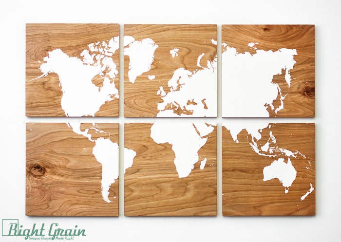Large Wood Grain World Map Print Collection - Custom Large Wall Art - Perfect Gift