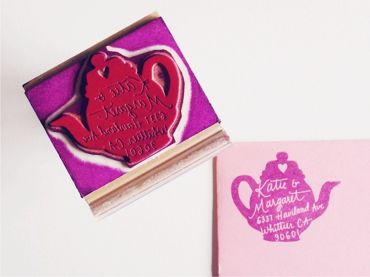 Personalized Tea Pot Return Address Stamp - custom gift