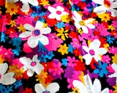 Vintage Fabric Mod 1960s Flower Power Hot Pink 3.5yds