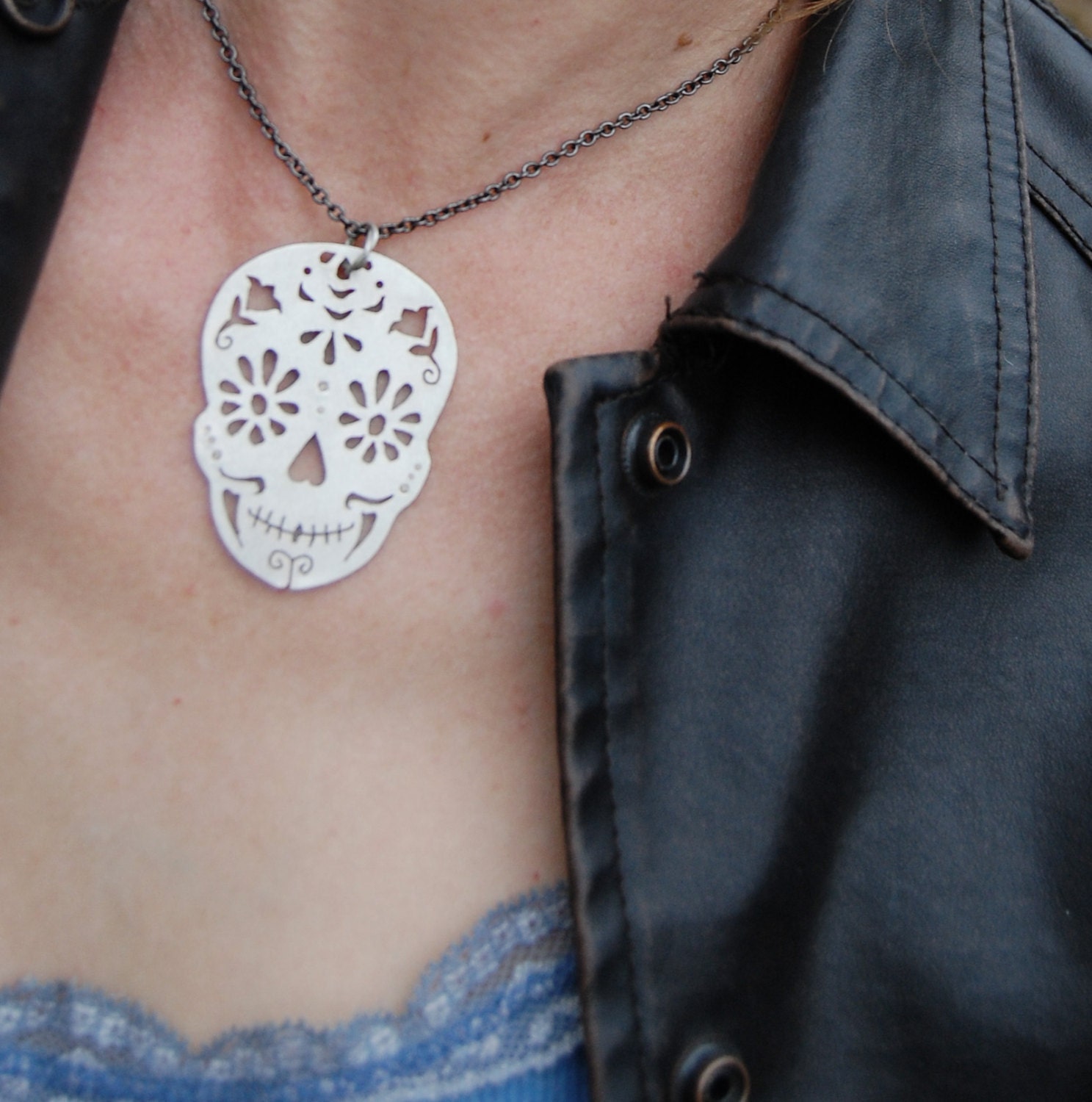 Large Silver Sugar Skull