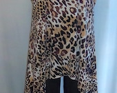Coco and Juan Lagenlook Plus Size  Leopard Print Traveler Knit Angled Tank Top Size 1 Fits 1X,2X Bust  to 51 inches