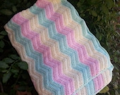 Large Crochet Ripple Blanket - Handmade Afghan for Babies  - Ready to Ship