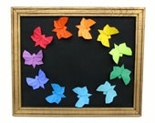 Rainbow Circle of Joy - Origami Butterfly Framed Art  by Paper Disciple