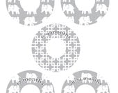 Custom Closet Dividers - ELEPHANT MARCH Gray,white, elephant, textile print