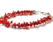 Red Coral Frangia Beaded Bracelet, Handcrafted Jewelry, Beaded Bracelet, Red Coral Jewelry