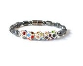 Magnetic Hematite and Sparkles Beaded Bracelet, Hematite Bracelet, Magnetic Health Bracelet, Therapy Bracelet