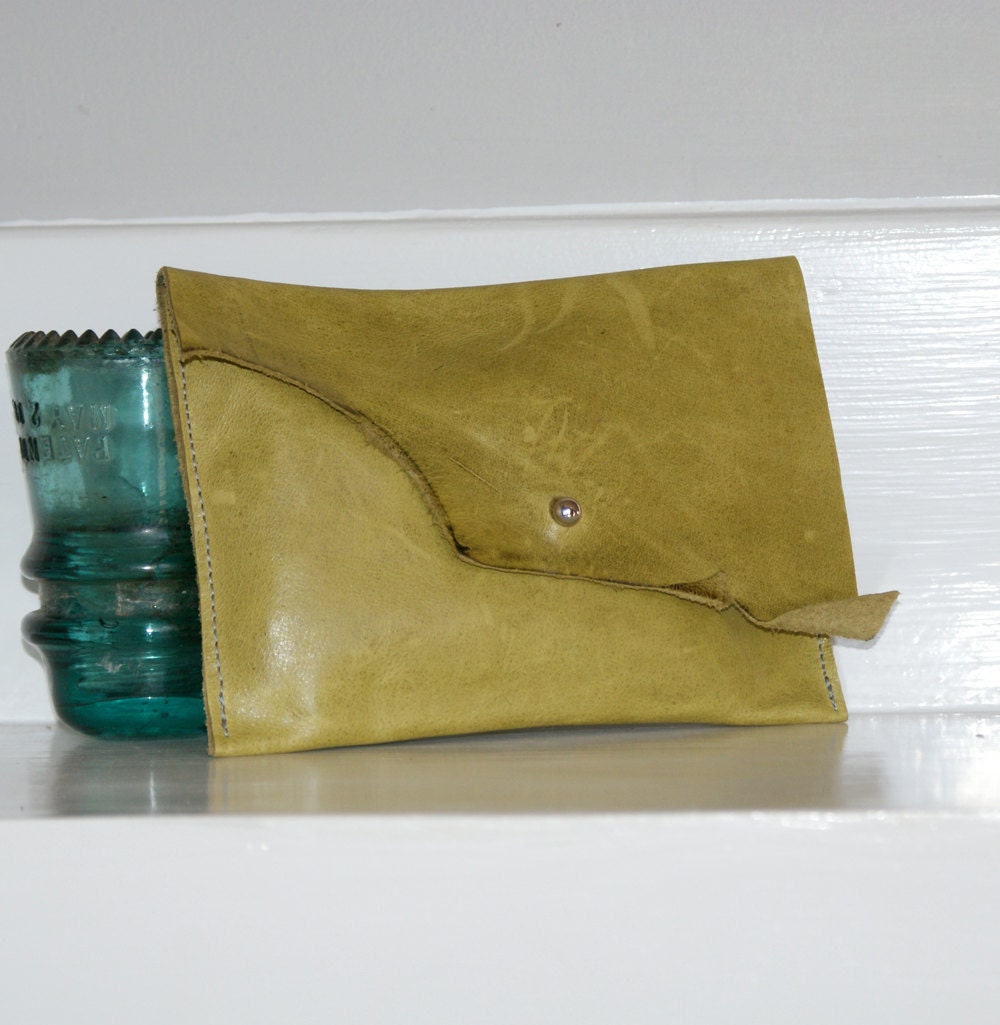 Leather Mini Pouch - Acid Green Leather -  Eco-friendly