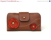 iPhone 4 Wallet  - - - Nutmeg & Coral Leather