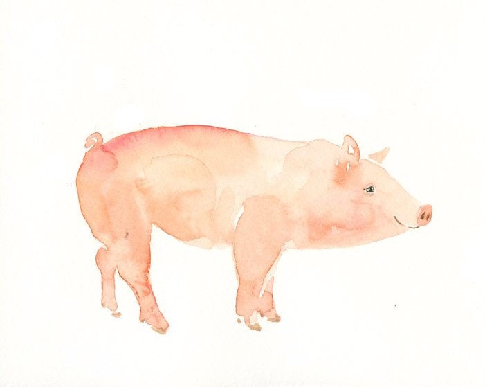 PIGLET Original watercolor painting 10X8inch