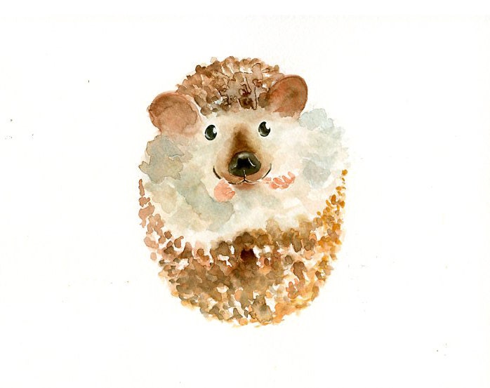 HEDGEHOG  Original watercolor painting 10X8inch