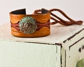 Summer Leather Cuffs Wristbands / Eco Friendly Bracelets - Upcycled - Reclaimed - Repurposed - Jewelry - Women's - DISCOUNT