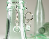 Recycled Glass Bottle Lampwork Bead Boho Floret Drop Chandelier Earrings