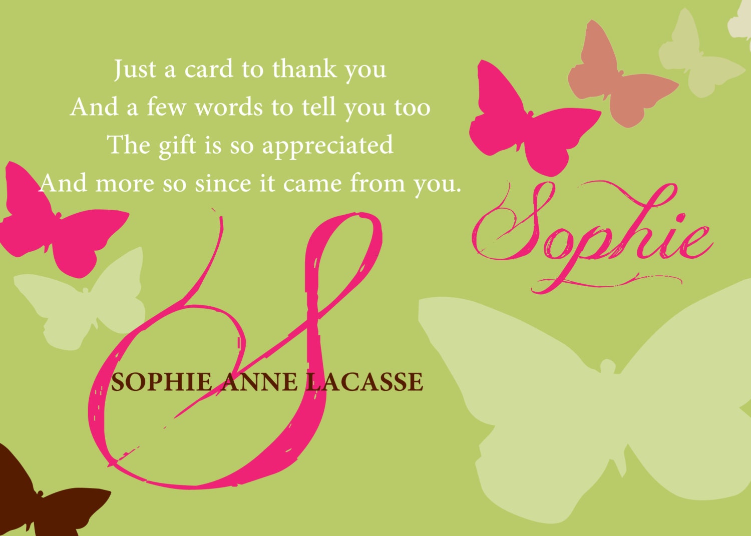 Butterfly Baby Shower Thank You Card - You Print - 4x6 or 5x7