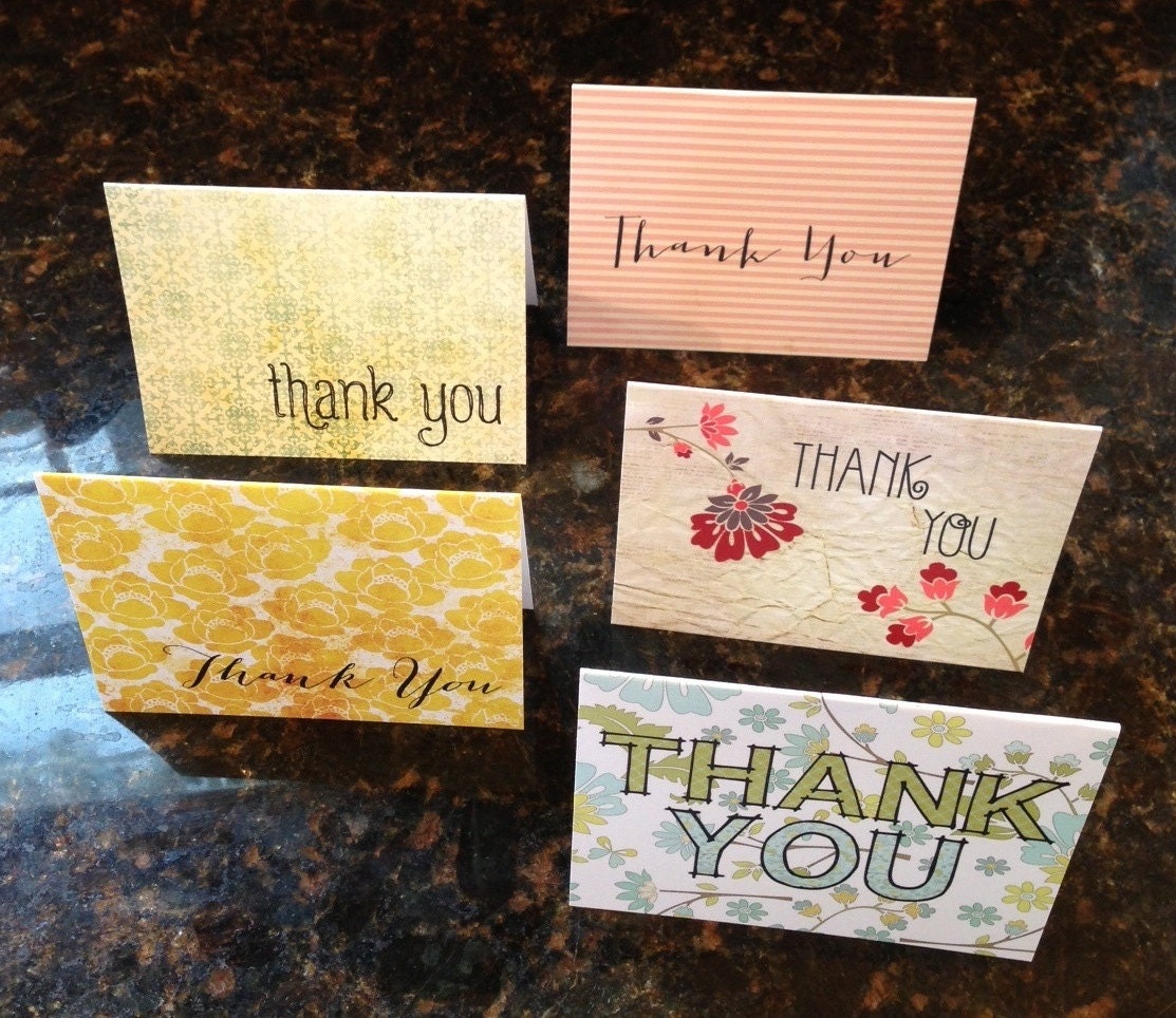 SALE - Assorted Folded Thank You Cards. Unique. Fun. Assorted Set of Thank You Cards. Set of 10 Thank You Cards