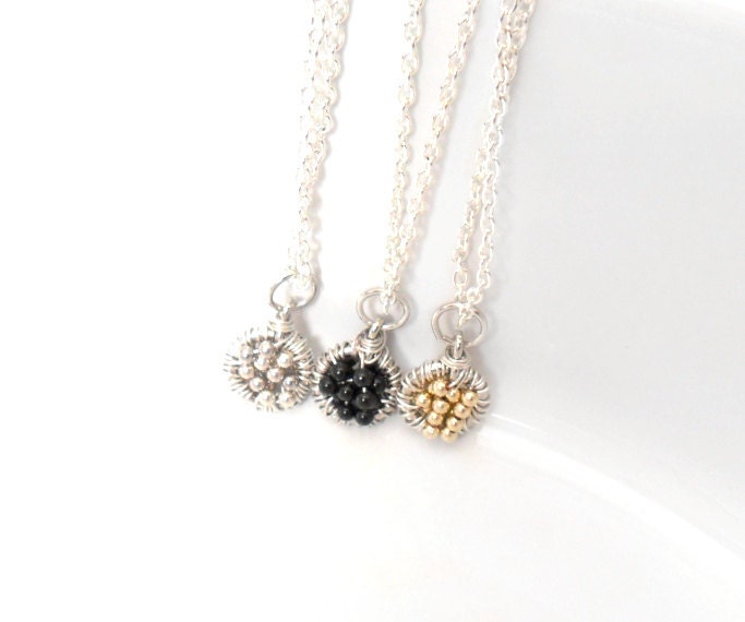 Black Onyx Necklace / Sterling silver Pendant Charm / Capricorn Gemstone / Caviar / Simple everyday jewelry / For Her Under 40