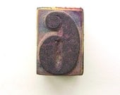 Vintage Japanese Wood Rubber Stamp Six 6 (D)