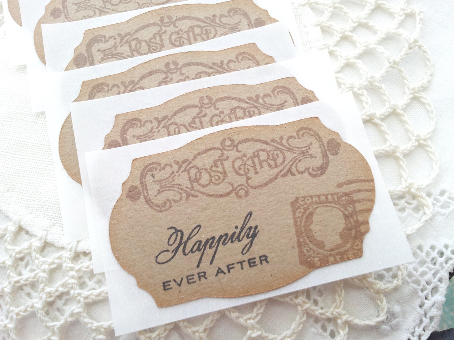 Wedding Postcard Stickers Vintage Inspired Set of 12