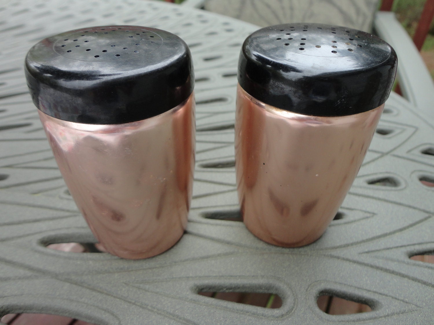 Vintage West Bend Coppertone Salt and Pepper Shakers
