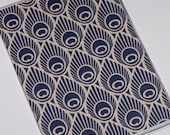 Passport Cover  - Navy Peacock Feathers