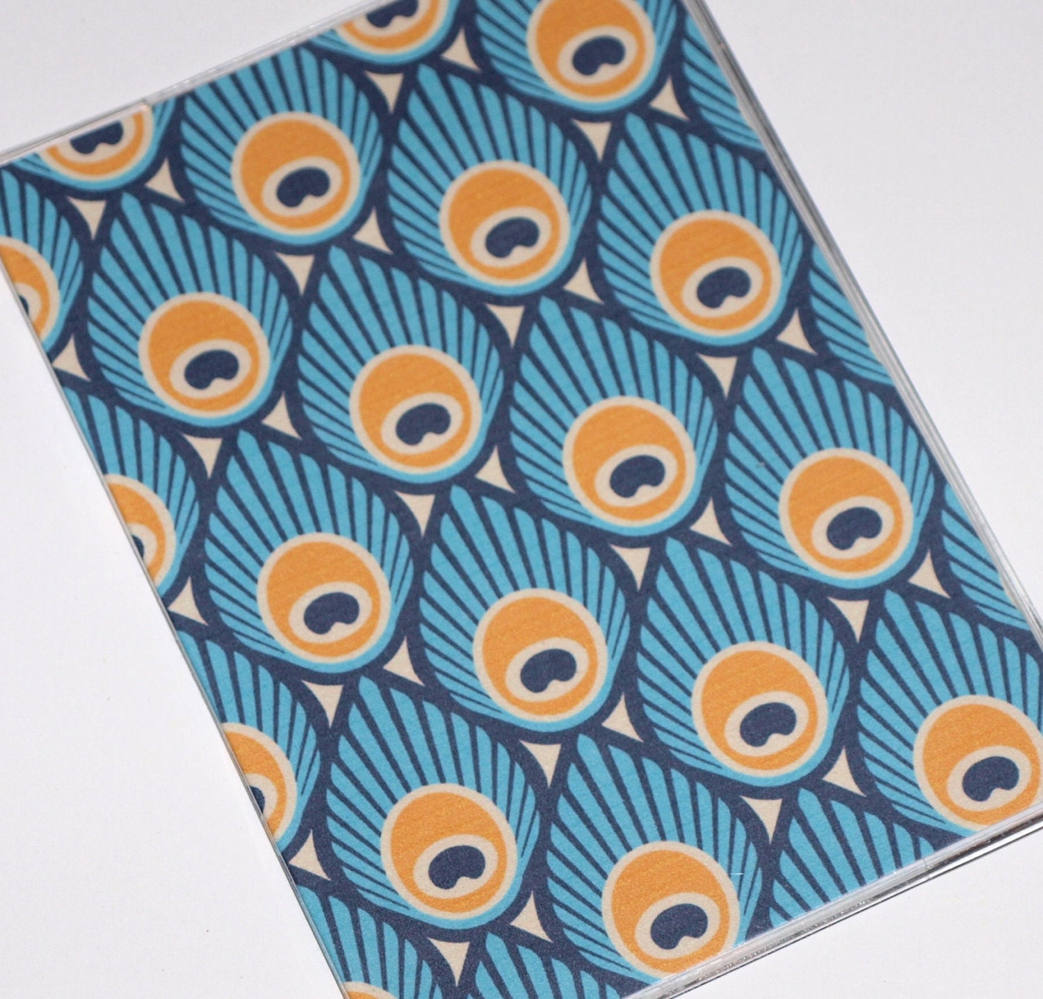 Passport Cover  - Aqua & Sunshine Peacock Feathers