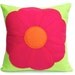 Pink Flower Power Pillow Cover Eco Felt - 18 inches - Neon Green and Shocking Pink