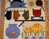 Finished & Quilted Hand-made Quilt A Cats Life