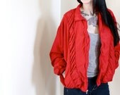 1980s Vintage Star Bright Cherry Red Ruffle Teddi Jacket