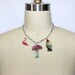 Garden Gnome, Flamingo and Mushroom Charms on a Silver Plated Chain