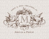 Love Birds Heraldry Monogram Custom Wedding Logo