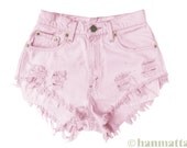 ALL SIZES "BLOSSOM" Vintage Levi high-waisted denim shorts pastel baby pink
