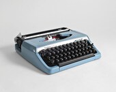 Vintage Typewriter - Mid Century, Modern, Blue, Retro