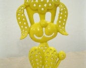 VINTAGE Poodle Puppy Dog Earring Holder - Painted Bright Metal - Marked Torino