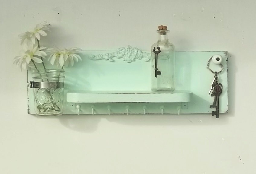 Wood Wall Shelf ..Jewelry Hanger....Organizer.....Mason Jar....MADE TO ORDER